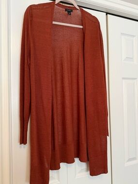 Halogen Open-Front Cardigan in Rust Orange